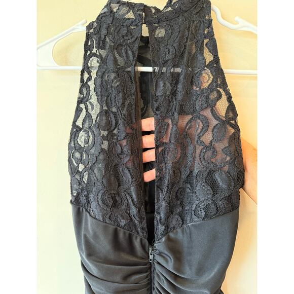 Vintage Ruched Evening Dress Womens 7/8 Black Beaded ILGWU Union 70s Formal Gown - Picture 9 of 13